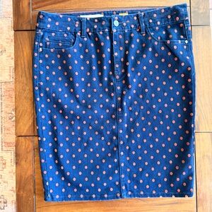 Pilcro and the Letterpress Blue Skirt with Red Polka Dots